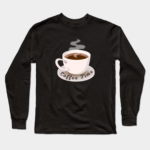 Cup Of Coffee Time Long Sleeve T-Shirt by Illustradise